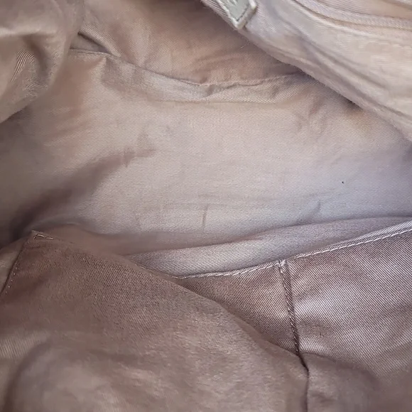 HINGE Floral Tan Suede Leather Shoulder Satchel Bag - Picture 8 of 9